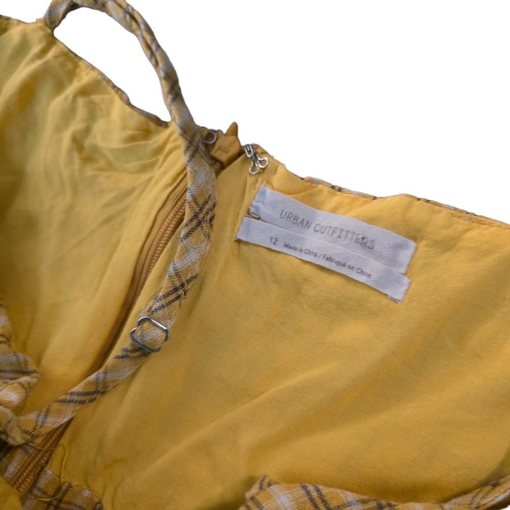 Urban Outfitters Casual Mini Dress Yellow Plaid - Size 12 - Picture 7 of 8